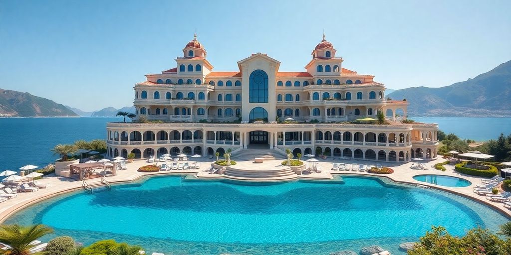 Luxurious hotel in Turkey with scenic views and elegance.